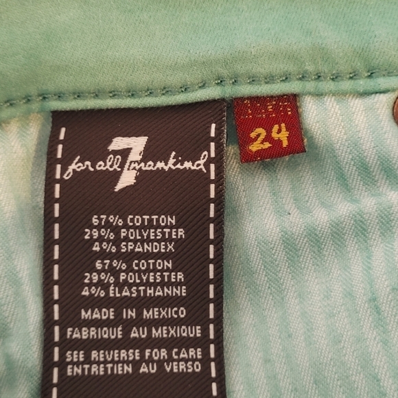 7 For All Mankind Bright Green Lightweight Mid-Rise Skinny Ankle Jeans - Size 24 - Picture 9 of 11